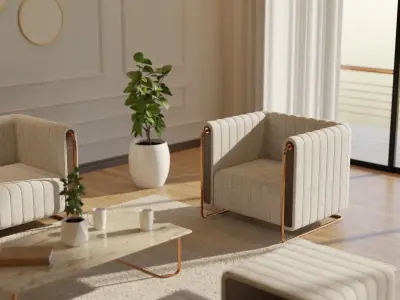 Living Room - 05 Low-poly 3D model