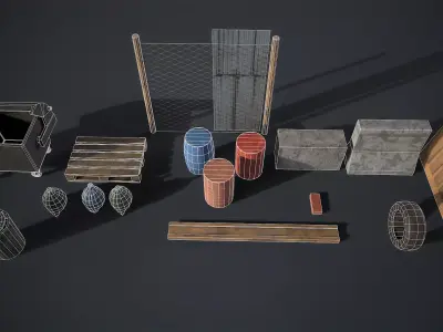 City trash pack Low-poly 3D model