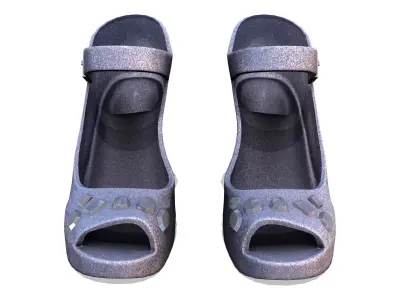 Open Toe Stiletto High Heel Shoes With Gem Stones Low-poly 3D model