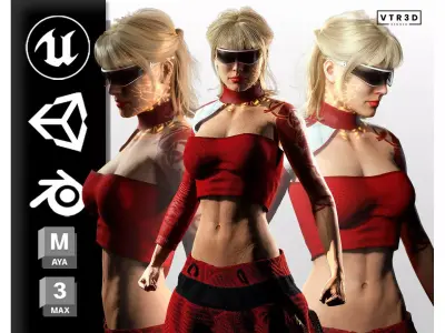 Ayla Crimson Stylized Sci Fi Female Character Low-poly 3D model