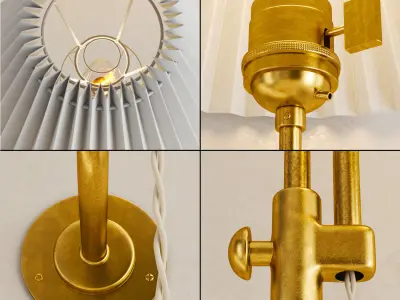 Pleated lampshade wall lamp 3D model