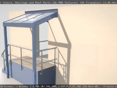 Modular Stairs Railings and Roof Parts Low-poly 3D model