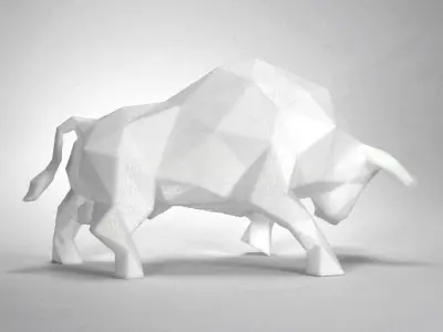 Low Poly Animals Collection lion sculpture made of wood 3D print model