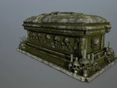 tomb 1 with skulls on top Low-poly 3D model