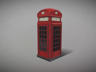 Red Telephone Box Low-poly 3D model