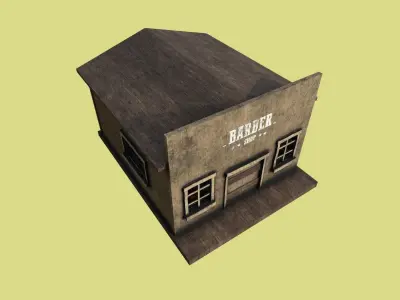 Western Barber Shop - Wild West - Building Backdrop Full Perm Low-poly 3D model