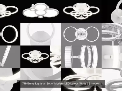 749 Breve Lightstar Collection of Modern LED Lamps White 3D Model Pack