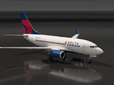 Delta Air Lines Boeing 737 with Cockpit and Cabin 3D model