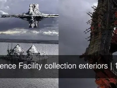 Sci Fi Science Facility collection exteriors 3D Model Pack
