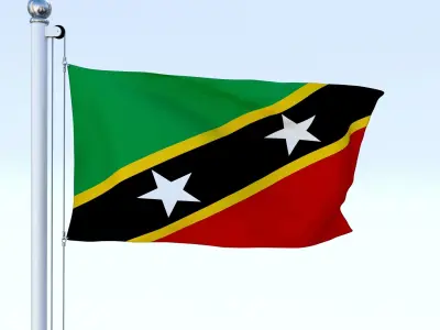 Animated Saint Kitts and Nevis Flag Low-poly 3D model