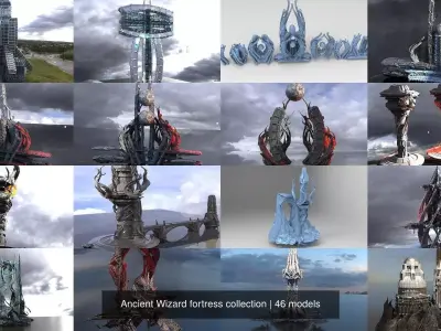 Ancient Wizard fortress collection 3D Model Pack