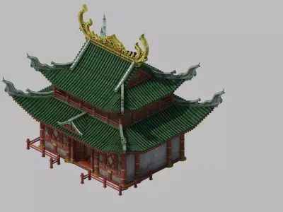 Game Building - Yan overlooking the house 02 3D model