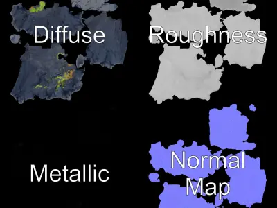 Rocky Cliff with Grass model pack Low-poly 3D model