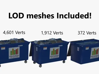American Alley Dumpster Set Low-poly 3D model
