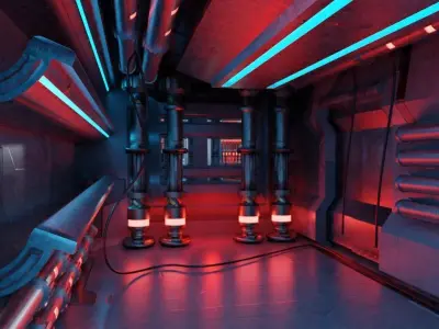 Spaceship - Cyberpunk style Low-poly 3D model