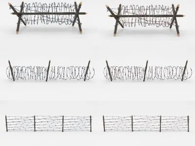 Lowpoly Barb Wire Obstacle Collection Low-poly 3D model