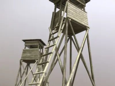 Wooden High Seat For Hunting Low-poly 3D model