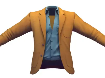 Cartoon High Poly Subdivision Blue Shirt Jacket 3D Model Low-poly 3D model