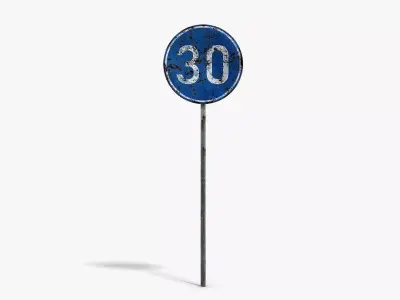 Damaged Minimum Speed Sign Low-poly 3D model
