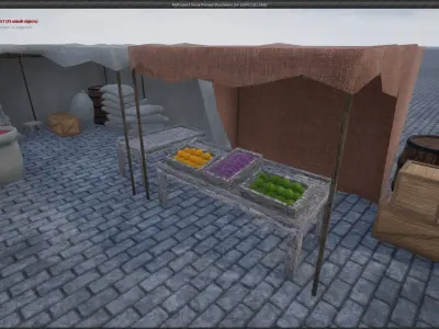 Lowpoly Bazaar Marketplace Stall-Tent Collection 3D Model Pack