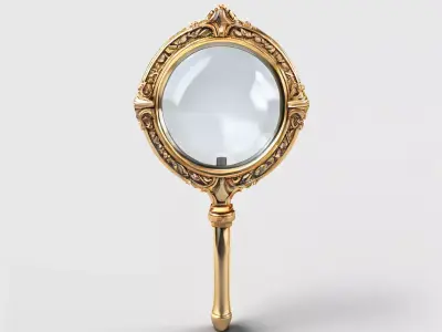 Ornate Gold Magnifying Glass Low-poly 3D model