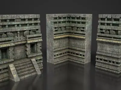 Mayan Temple Wall Modulars 08 250726 Low-poly 3D model