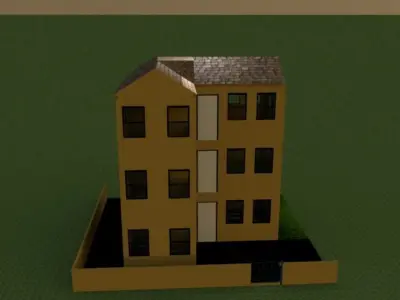 2-floor tall beutiful goldern brown building code - 105 Free 3D print model