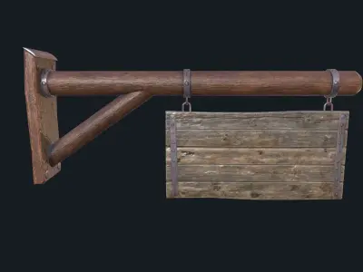 Wooden Signboard Low-poly  Low-poly 3D model