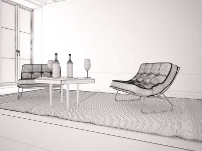 Armchairs - Waiting and Relaxing area 04 3D model
