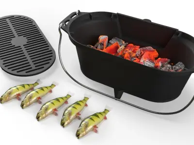  Portable Charcoal Fish Grill Black 