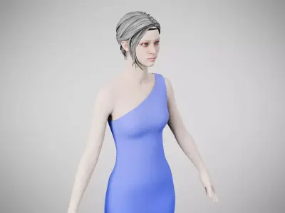 Dress 19 Very Light Blue Low-poly 3D model