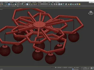 HEXAGON CHANDELIER WITH BALLOTTON SPHERES Low-poly 3D model