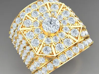 Light Gold Diamond Men Ring 2MR022 3D model