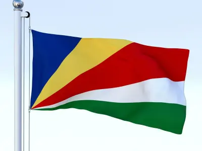 Animated Seychelles Flag Low-poly 3D model