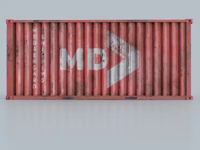 Shipping Container 20ft red color Low-poly 3D model