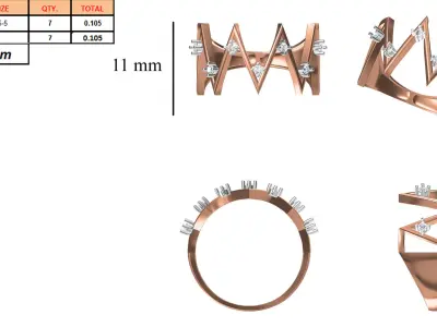 Light Weight Wedding Engagement Women Ring STL JCD Details 3D print model 7