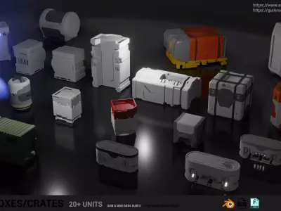 SCI-FI BOXES KIT 3D model