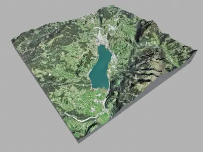 Mountain landscape and city Sarnen Switzerland 3D model