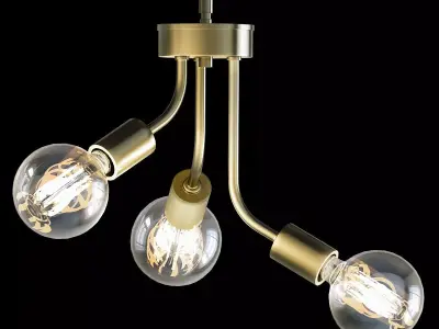 Zag 3 Light Antique Gold Leaf Chandelier 3D model