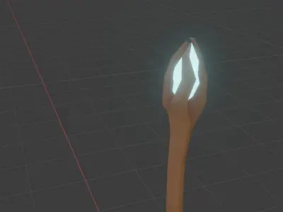 Stylized Wizard Wooden Staff Of Light Low-poly 3D model