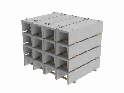 Concrete Trench On Wood Planks 3D model purchase