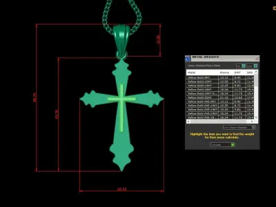 Light Gold 18K Cross Pendant 2CP034 3D print model