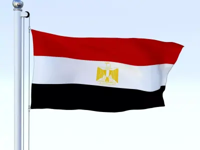 Animated Egypt Flag Low-poly 3D model