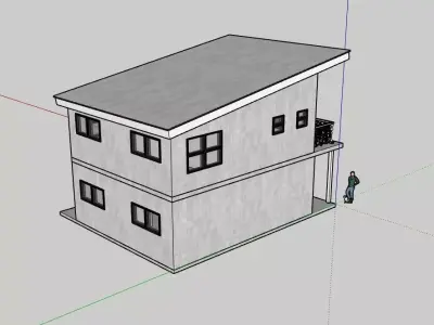 Modern Double-Story House with Garage Workshop SketchUp AutoCAD Free 3D model