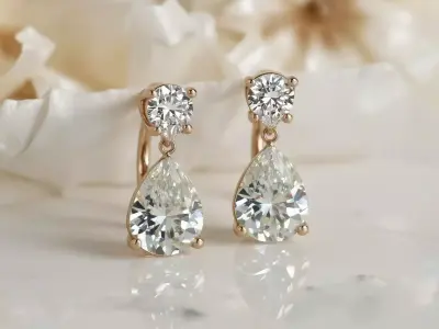 Classic Teardrop Diamond Earrings 3D print model