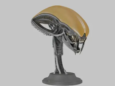 Alien Xenomorph Elongated Skull Head Bust High-Poly Sci-Fi  3D model