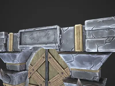 Dungeon Door stylized videogame asset Low-poly 3D model