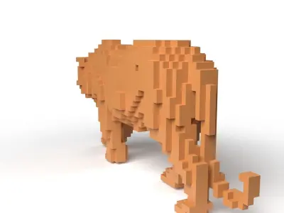Tiger Minecraft Voxel Low-poly 3D model