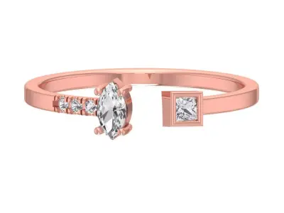 Solitaire Women Light Weight Marquise Princess stone Band Ring 3D print model