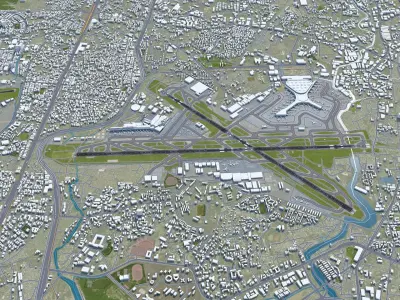 Chhatrapati Shivaji Maharaj Airport 10km Low-poly 3D model